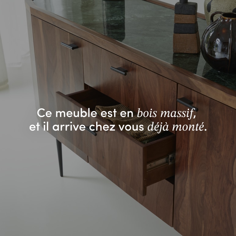 Jade - Buffet en palissandre massif et marbre 175 cm