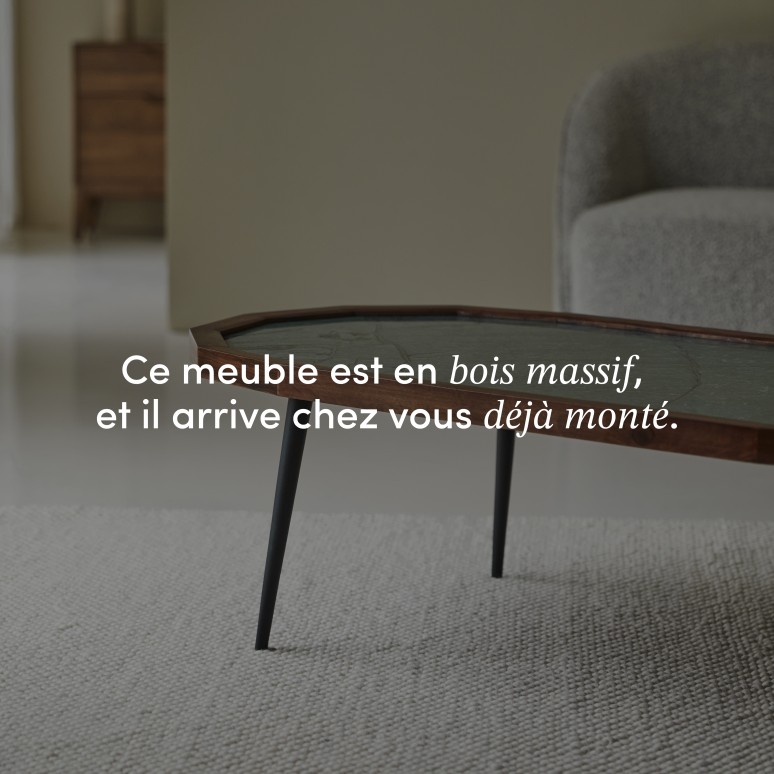 Jade - Table basse en palissandre massif et marbre