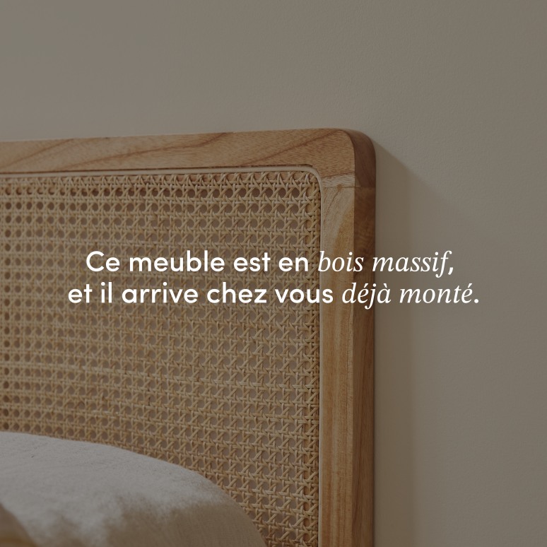 Adèle - Tête de lit en rotin cannée 90 cm