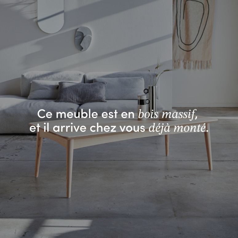 Josef - Table basse en frêne olivier massif français