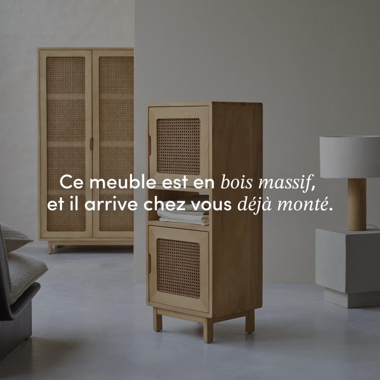 Luis - Colonne basse en orme massif et cannage