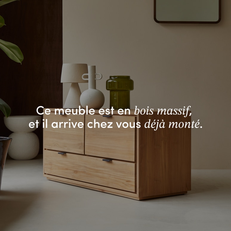 Senson - Meuble TV en teck massif 120 cm