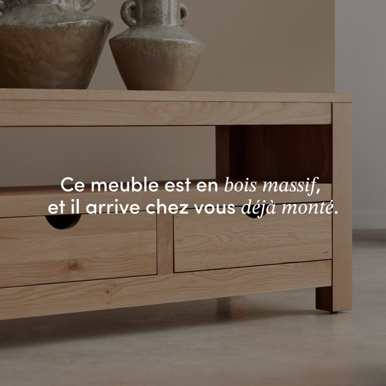 Oliver - Meuble TV en chêne massif 200 cm