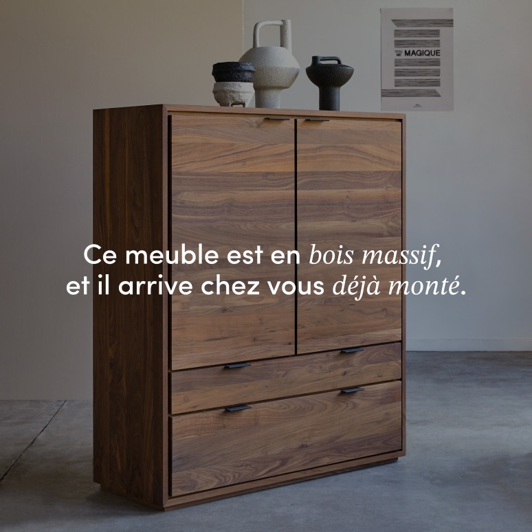 Senson - Bahut en noyer massif 110 cm