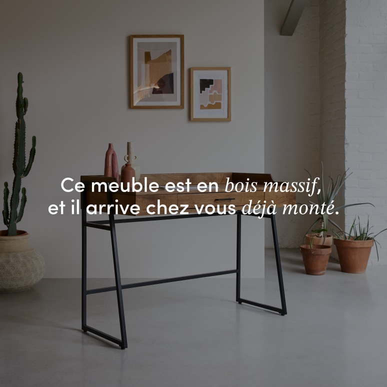 Hedda - Bureau en manguier massif et métal