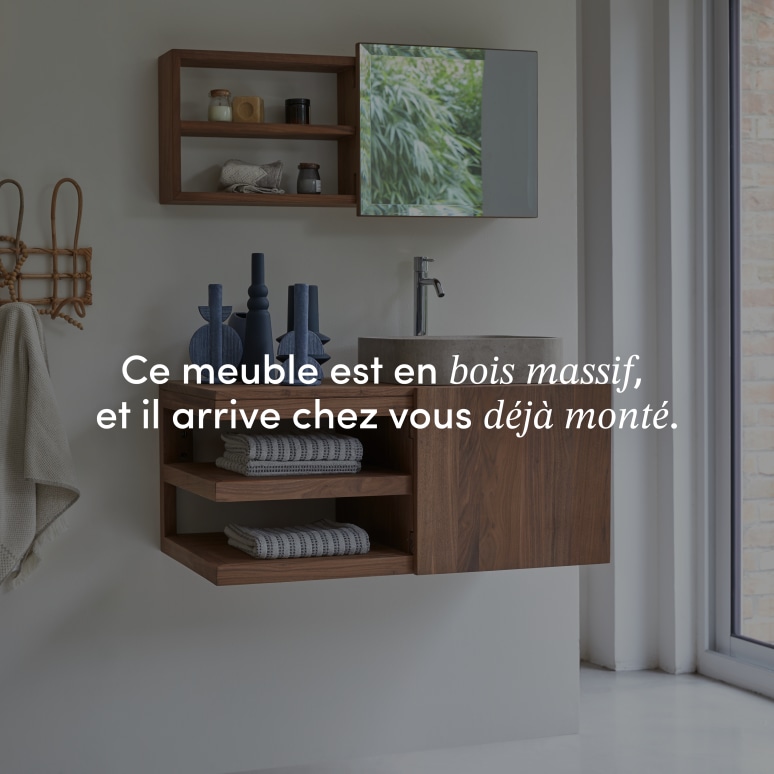 Typo - Meuble sous vasque en noyer massif 90 cm