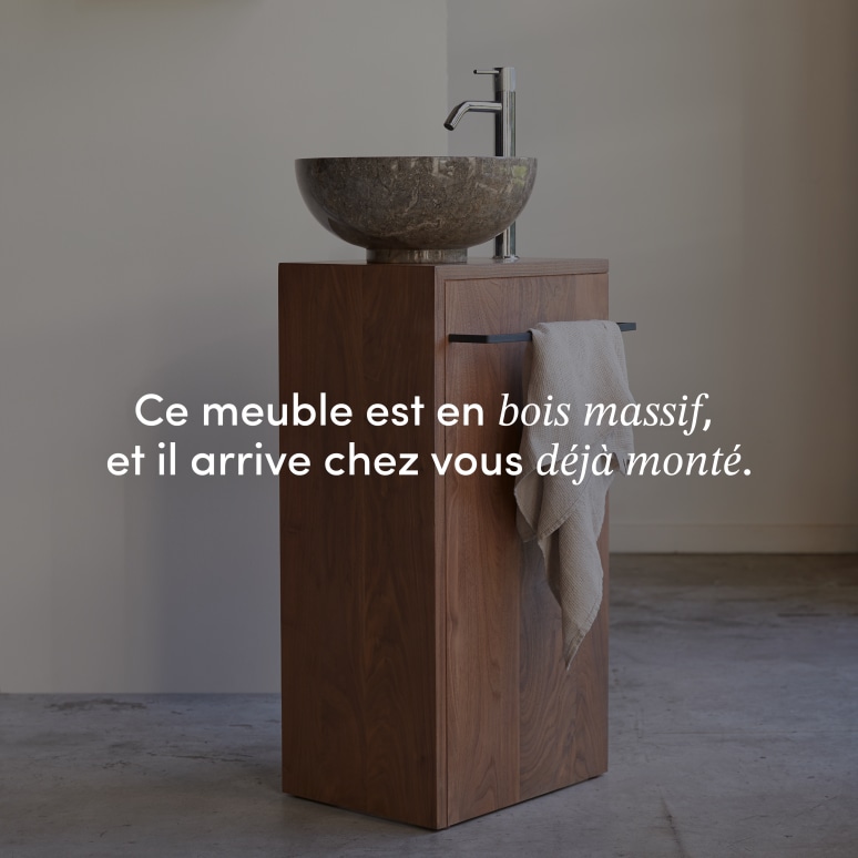 Stelle - Meuble sous vasque en noyer massif droit