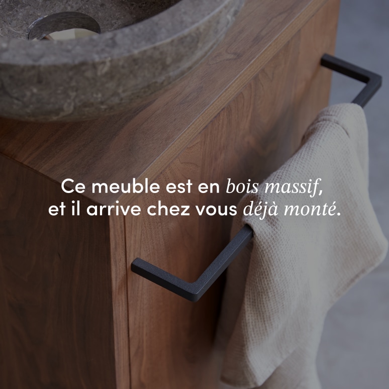 Stelle - Meuble sous vasque en noyer massif droit