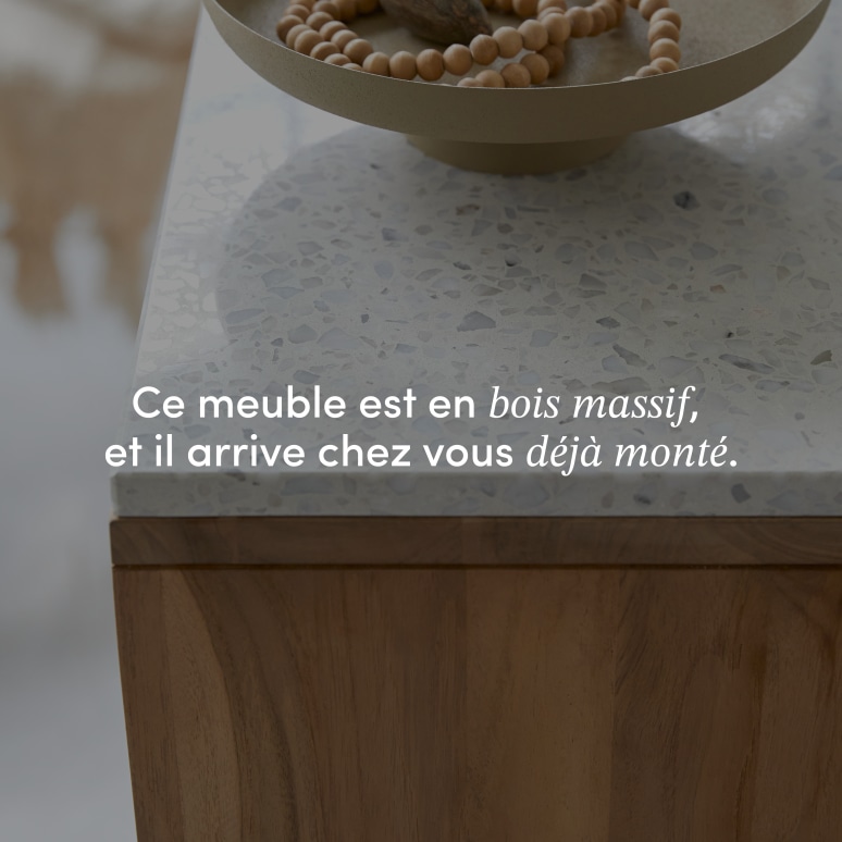 Miho - Bibliothèque basse en teck massif et terrazzo premium White