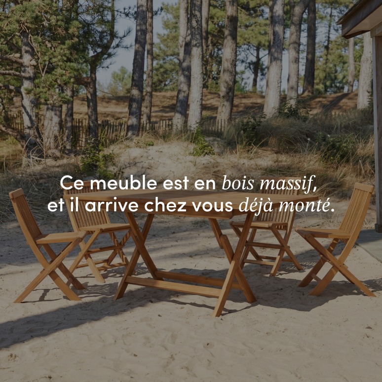 Capri - Ensemble de jardin en acacia massif 4 chaises