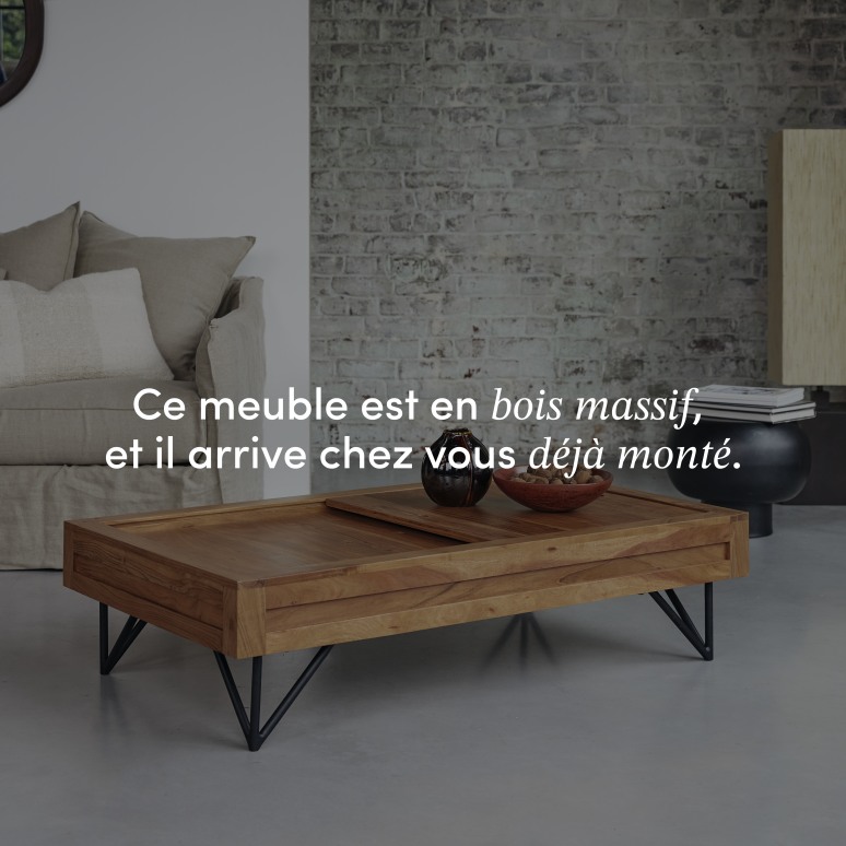 Bonnie - Table basse rangement en acacia massif