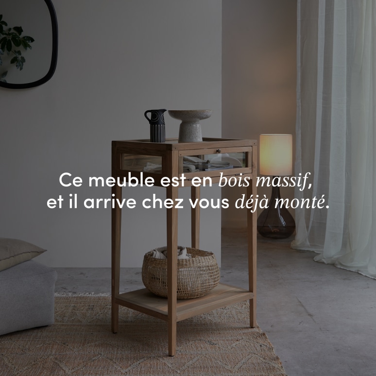 Inès - Console vitrée en teck massif recyclé