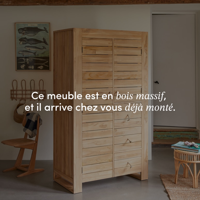 Minimalys - Armoire penderie enfant en teck massif
