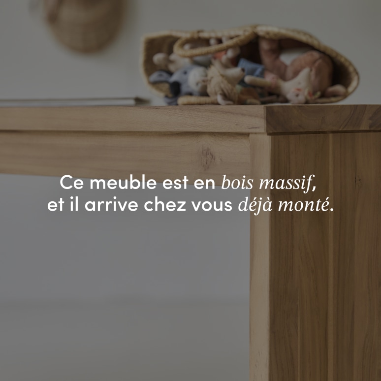 Eden - Bureau enfant en teck massif avec caisson de rangement