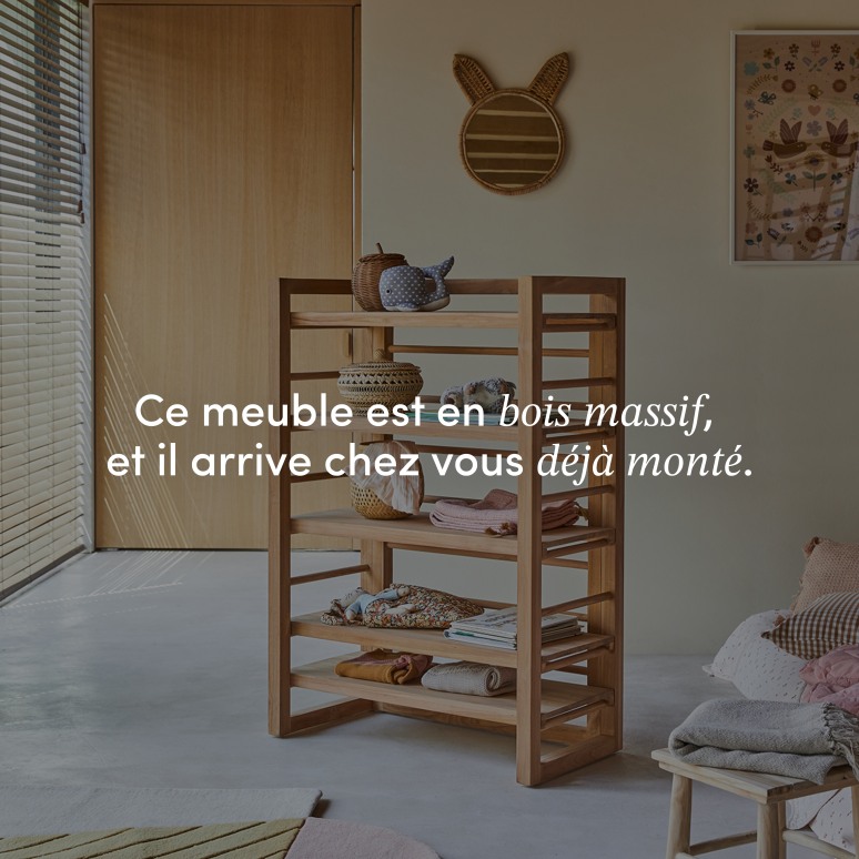 Sera - Bibliothèque basse enfant en teck massif