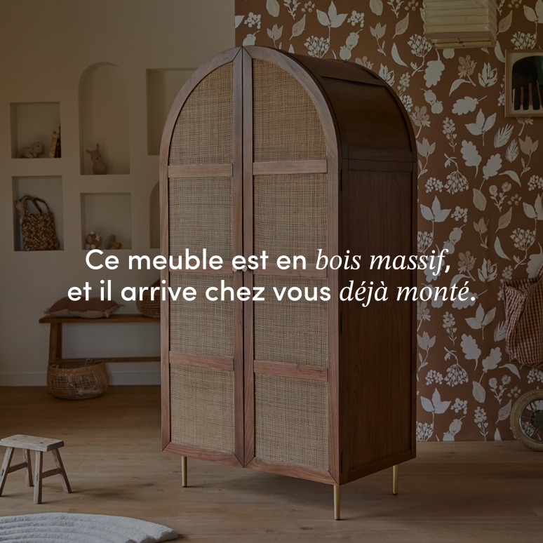Lisbeth - Armoire enfant en orme et cannage