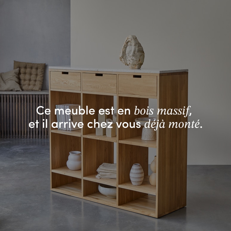 Miho - Console d'entrée en chêne massif et terrazzo premium White