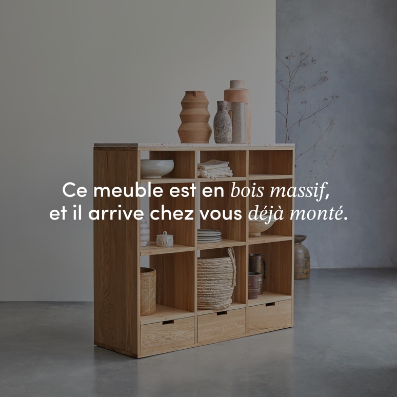 Miho - Console en chêne massif et terrazzo premium Pink