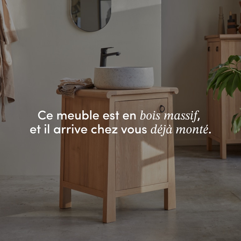 Volute - Meuble sous vasque en chêne massif 65 cm