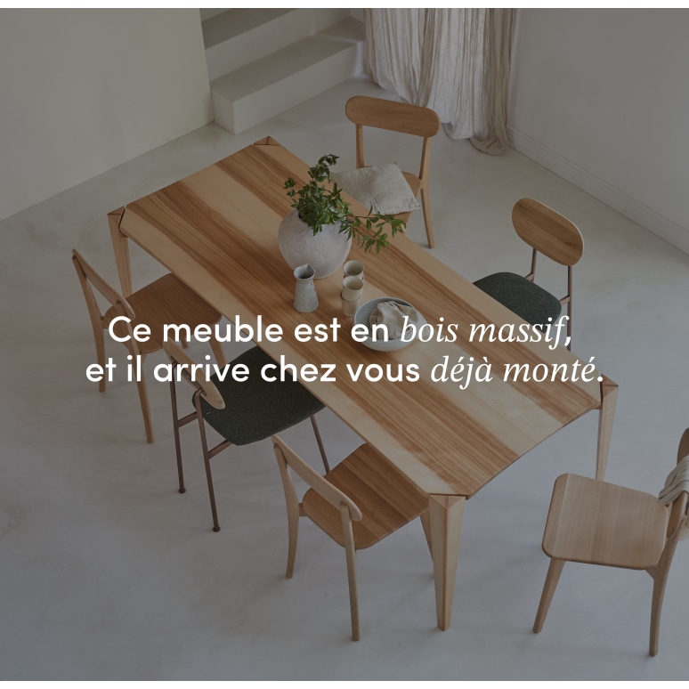 Paulin - Table en frêne olivier massif français 6-8 pers.