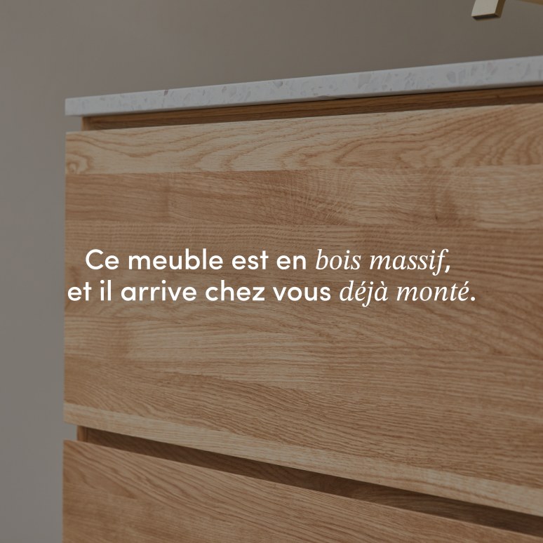 Nova - Meuble salle de bain en chêne massif et terrazzo premium Moon 80 cm
