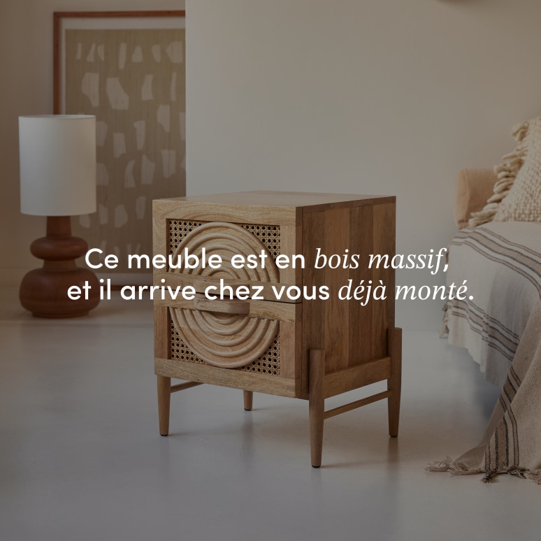 Sina - Chevet en manguier massif et rotin