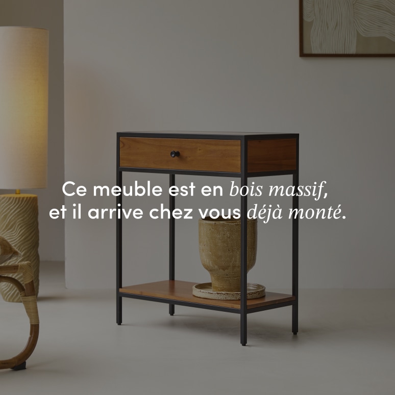 Agra - Console 1 tiroir en acacia massif et métal