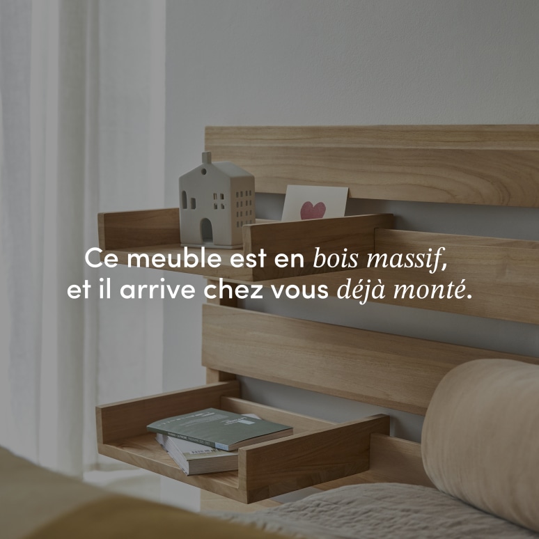 Urbain - Tête de lit enfant en teck massif 2 étagères 180 cm