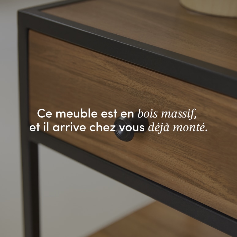 Agra - Chevet en acacia massif et métal