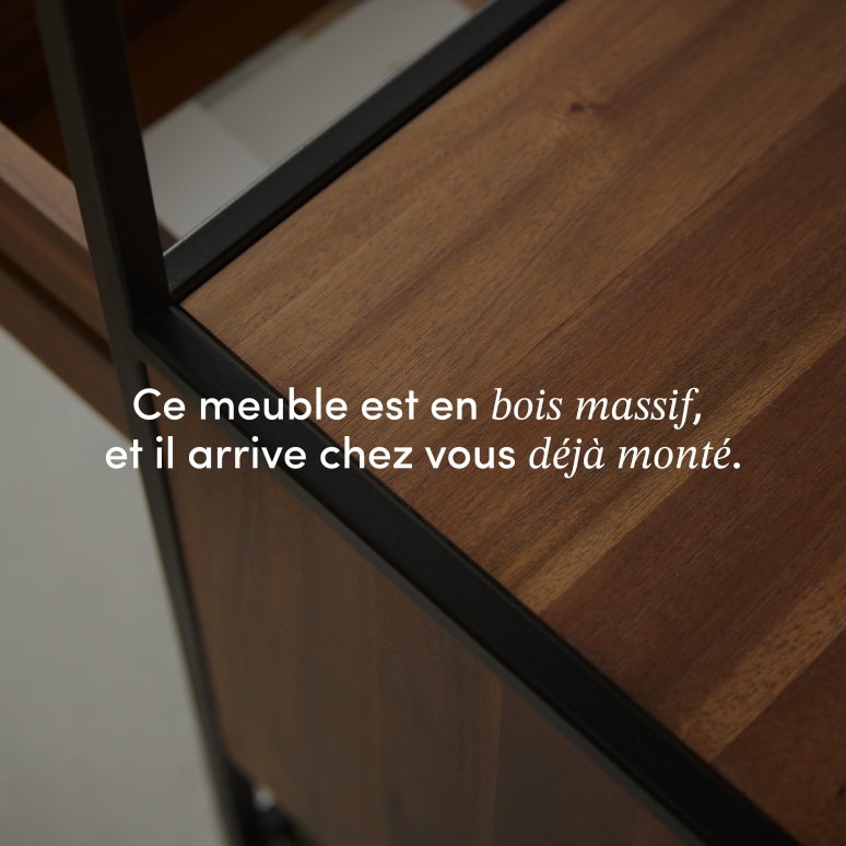 Agra - Chevet en acacia massif et métal