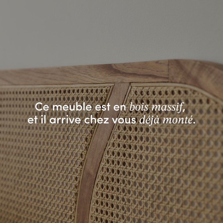 Billie - Tête de lit en mindi massif et cannage 200 cm