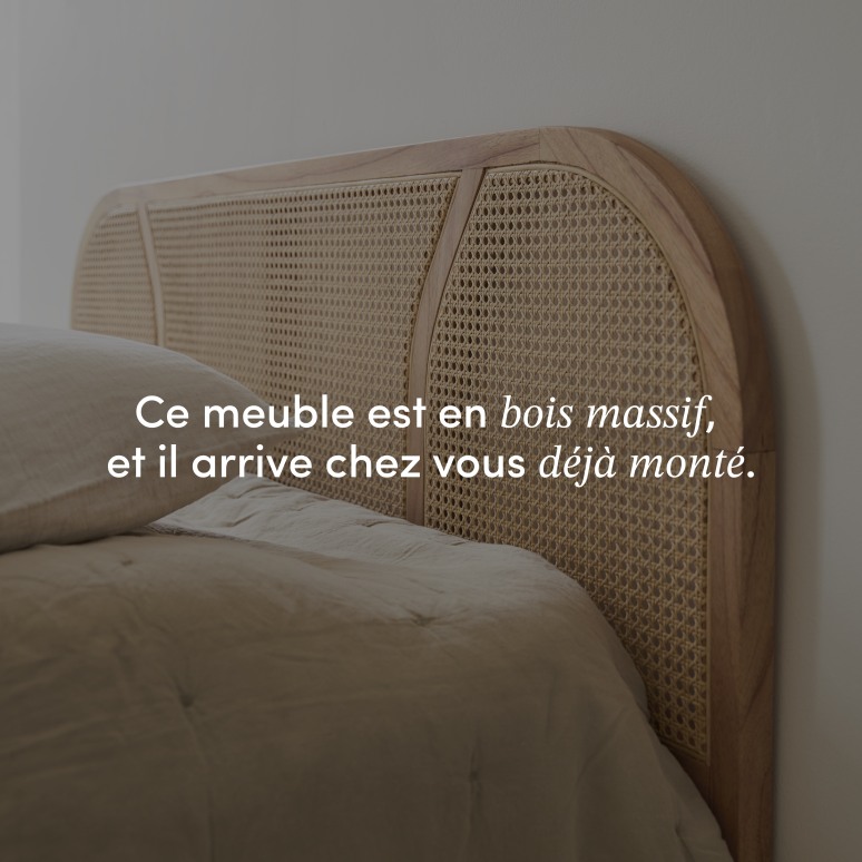 Billie - Tête de lit en mindi massif et cannage 160 cm
