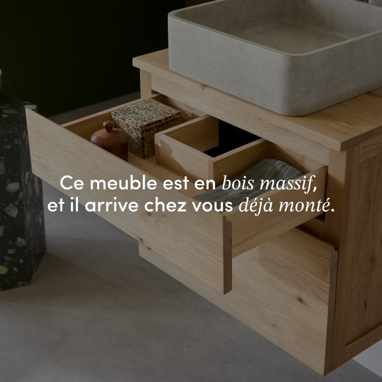 Jacob - Meuble de salle de bain en chêne massif 60 cm