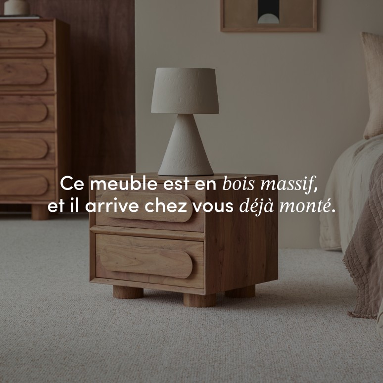 Olga - Chevet en acacia massif 2 tiroirs