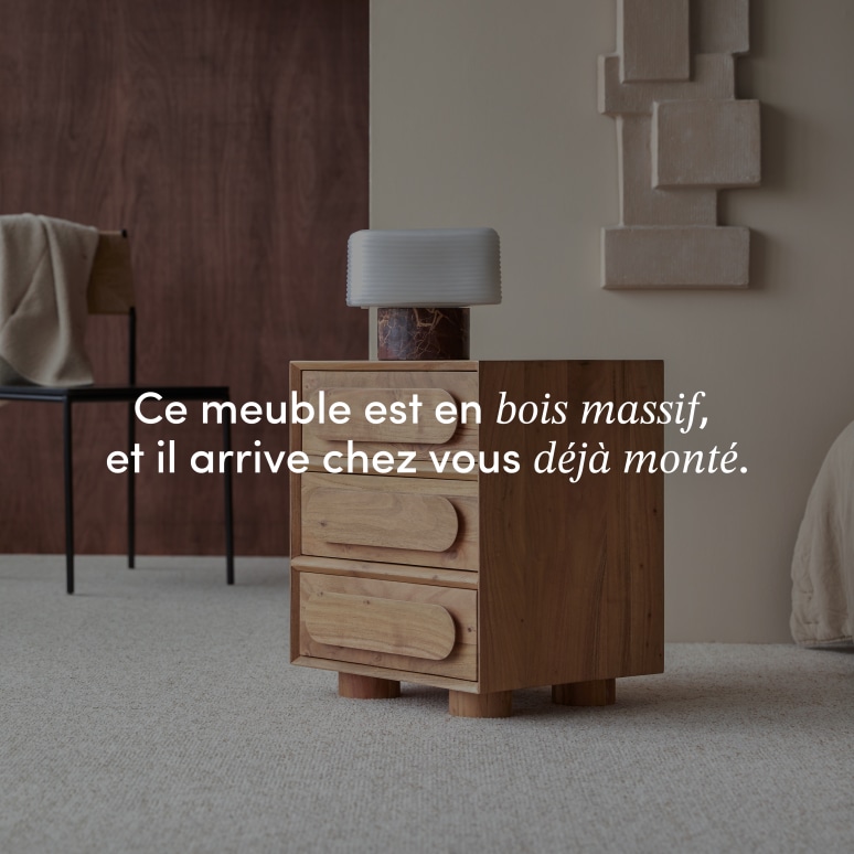 Olga - Chevet en acacia massif 3 tiroirs