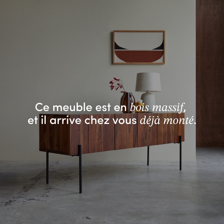 Honorine - Meuble TV haut en palissandre massif 170 cm