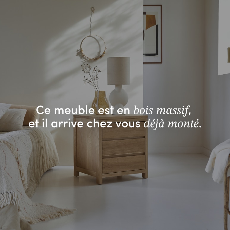 Eden - Chevet en chêne massif 3 tiroirs