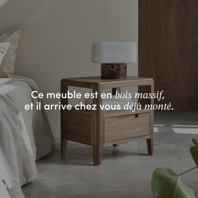 Arto - Chevet en noyer massif 1 tiroir