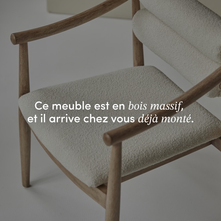 Colombe - Fauteuil en acacia massif et tissu bouclette