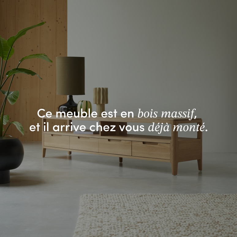 Arto - Meuble TV en chêne massif 180 cm