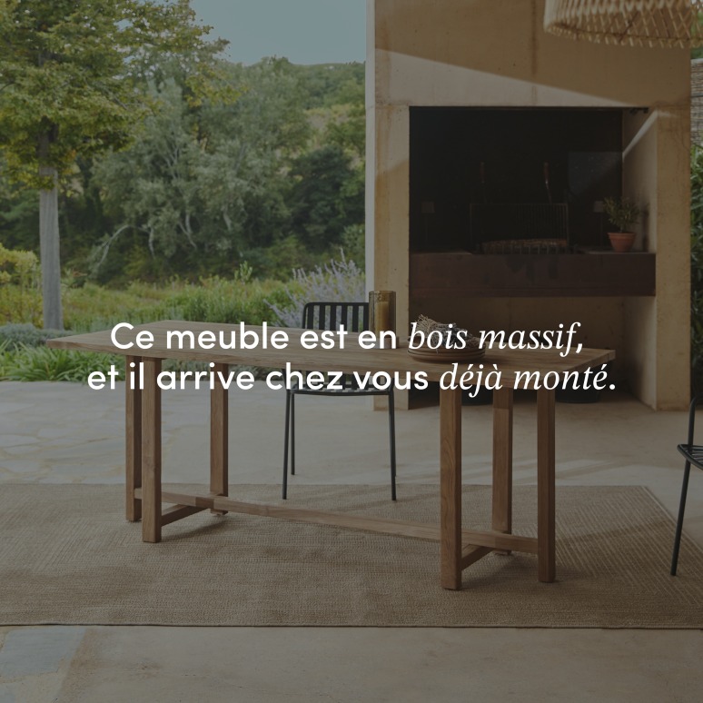 Antonia - Table de jardin en teck massif recyclé 6-8 pers