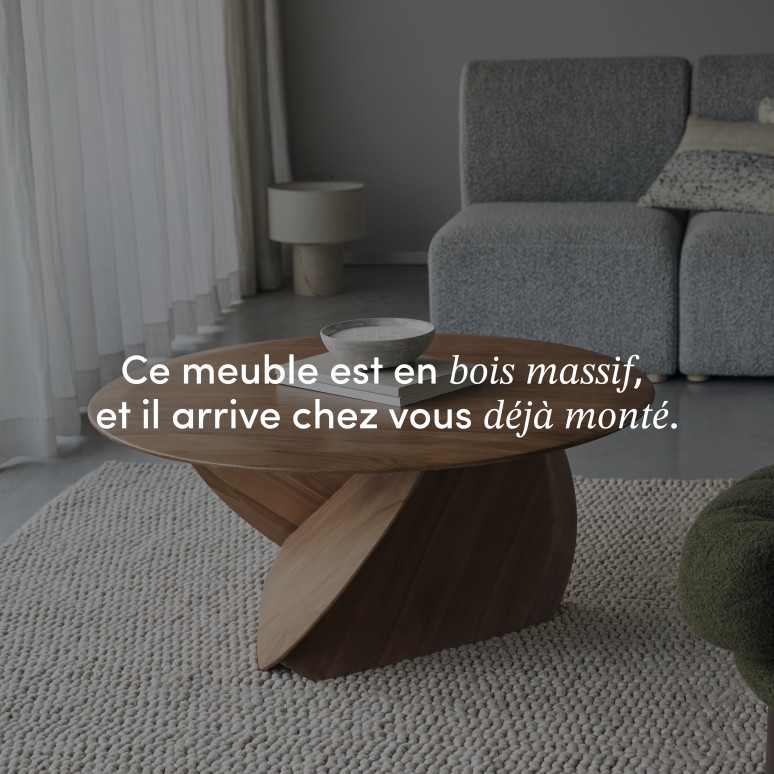 Gonzague - Table basse en teck massif, grand modèle