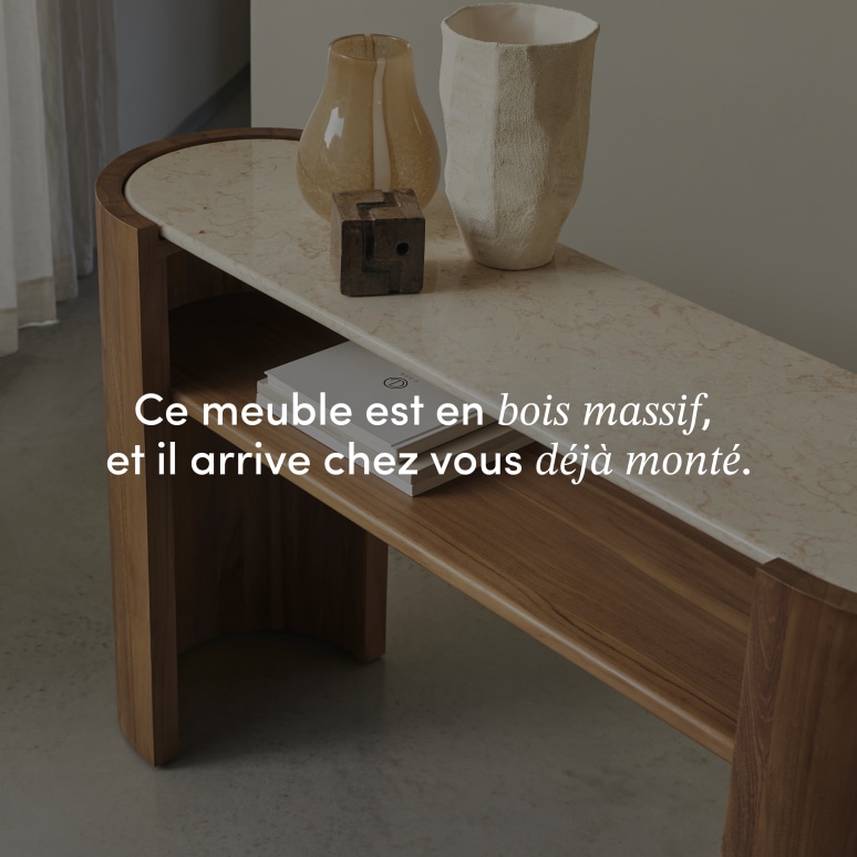 Virgile - Console d'entrée en teck massif et marbre