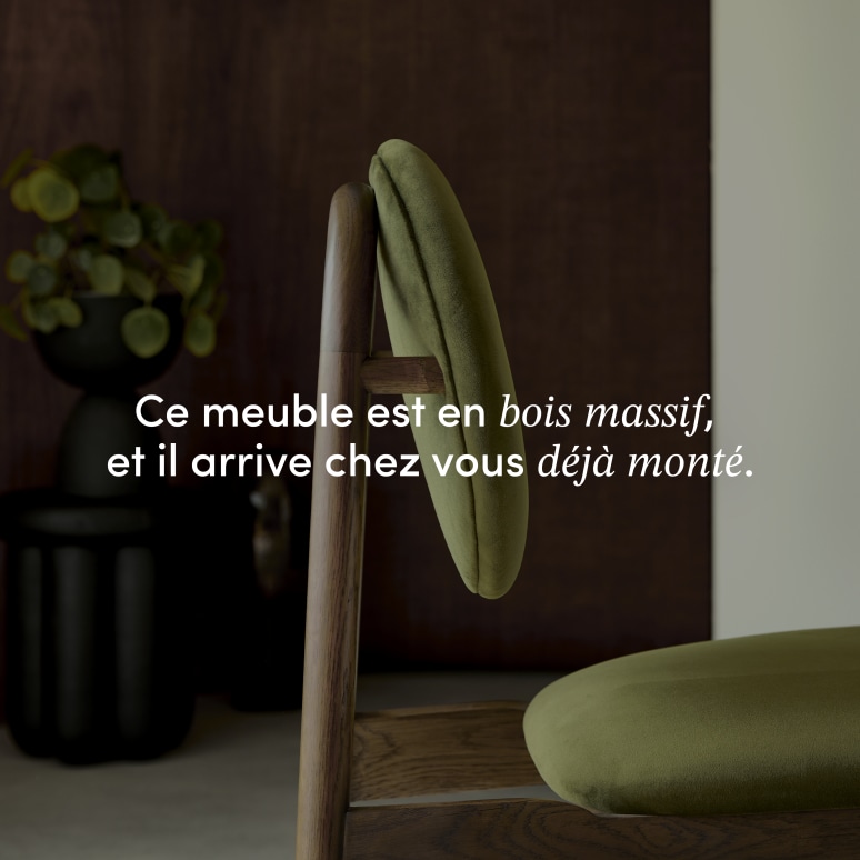Olive - Chaise en chêne massif et velours vert