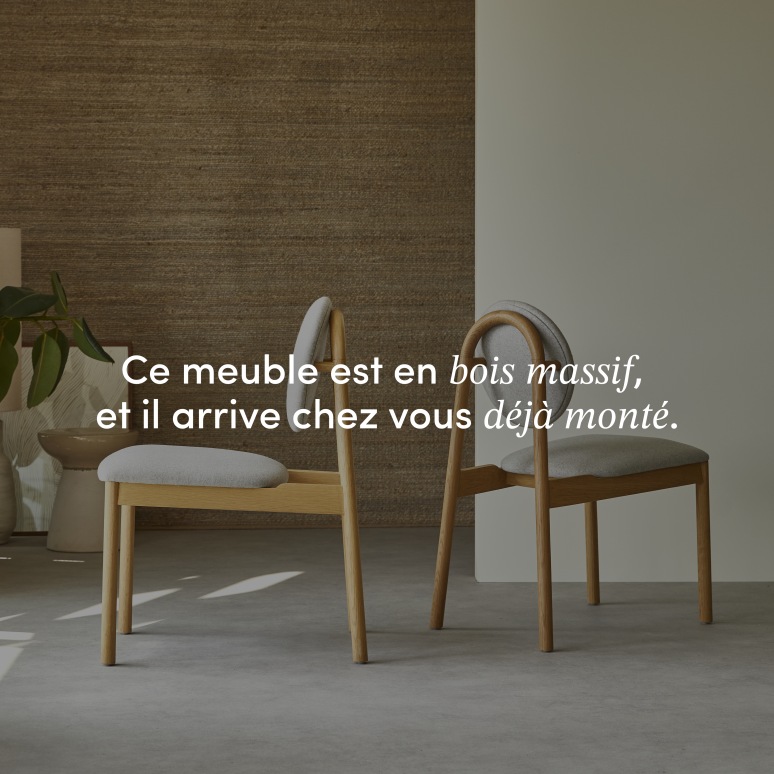 Olive - Chaise en chêne massif et lainage gris