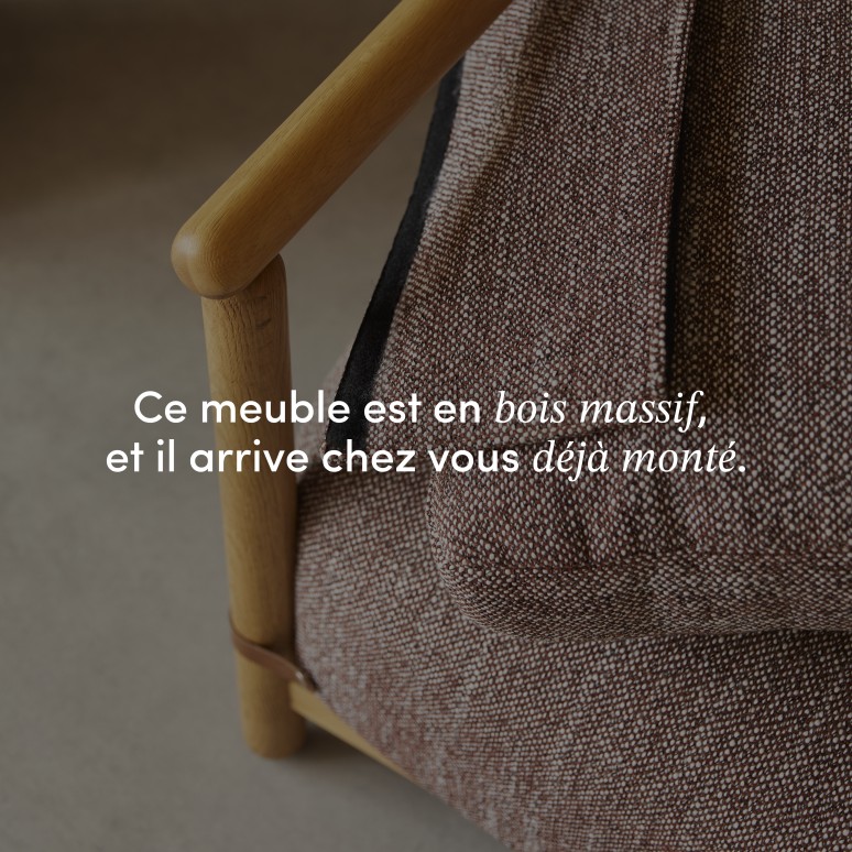 Sam - Fauteuil en chêne massif et tissu chiné