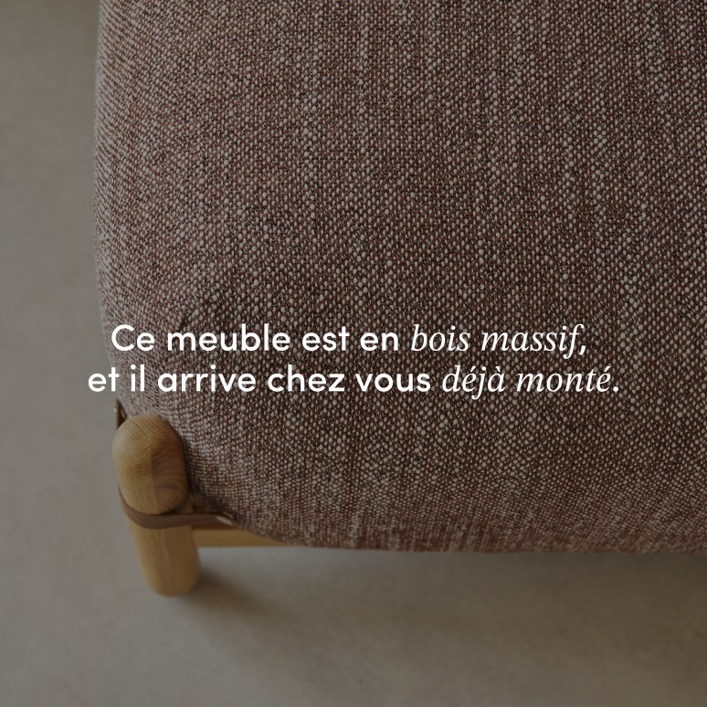 Sam - Fauteuil en chêne massif et tissu chiné