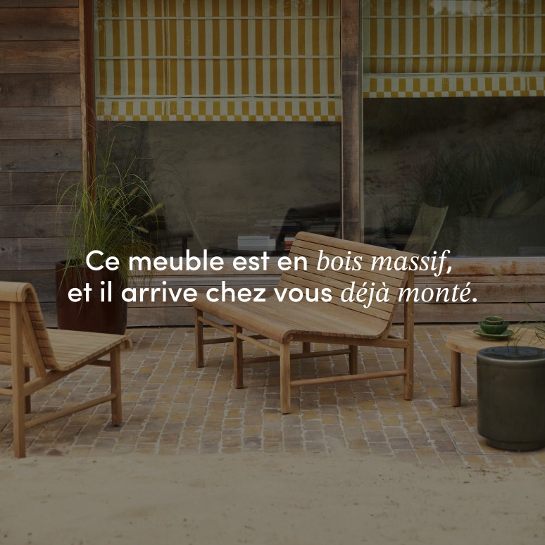 Hélen - Banquette de jardin en teck massif recyclé 2 places