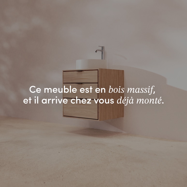 Senson - Meuble de salle de bain en chêne massif 60 cm