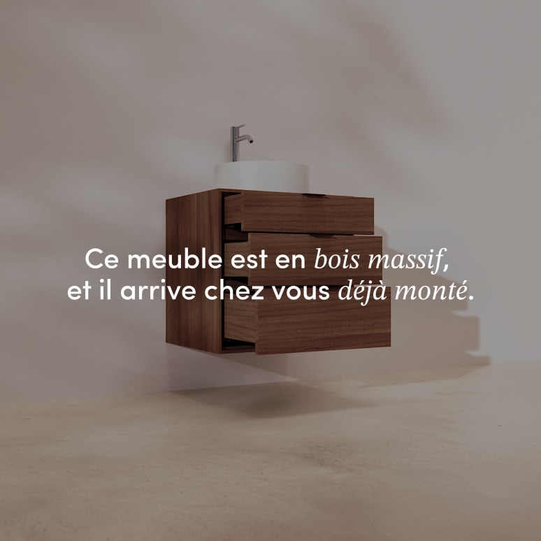 Senson - Meuble de salle de bain en noyer massif 60 cm